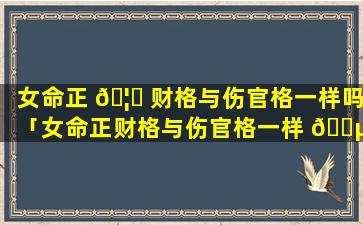 女命正 🦁 财格与伤官格一样吗「女命正财格与伤官格一样 🐵 吗婚姻如何」